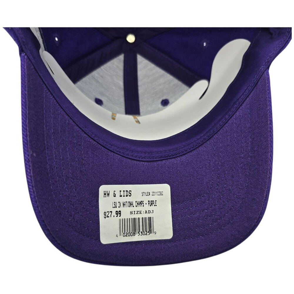 LSU 3-Time National Champions Adjustable Purple Baseball Cap Vintage Look - Picture 9 of 14